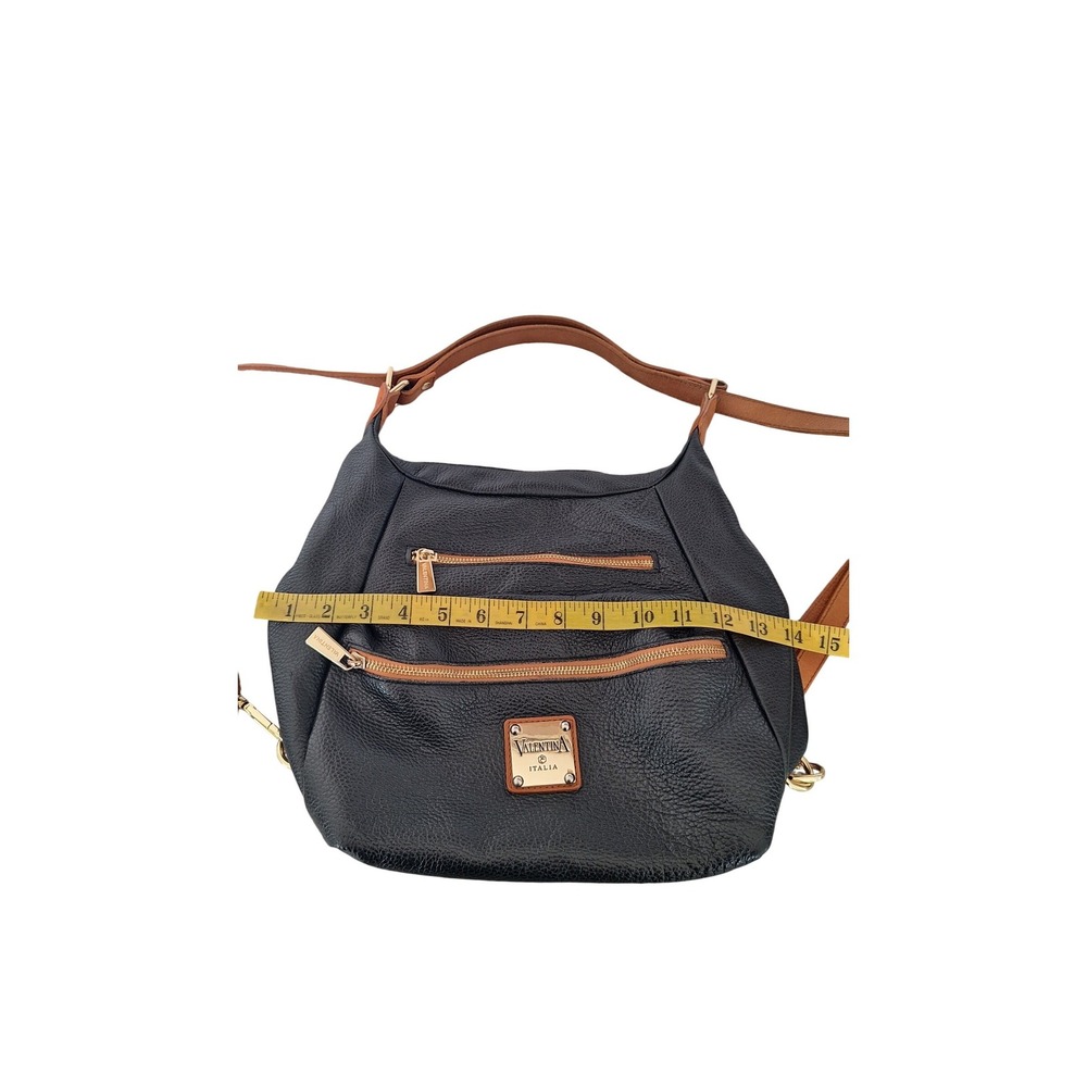 Valentina Black Brown Leather‎  Convertible Backpack Shoulder Bag - Picture 11 of 11